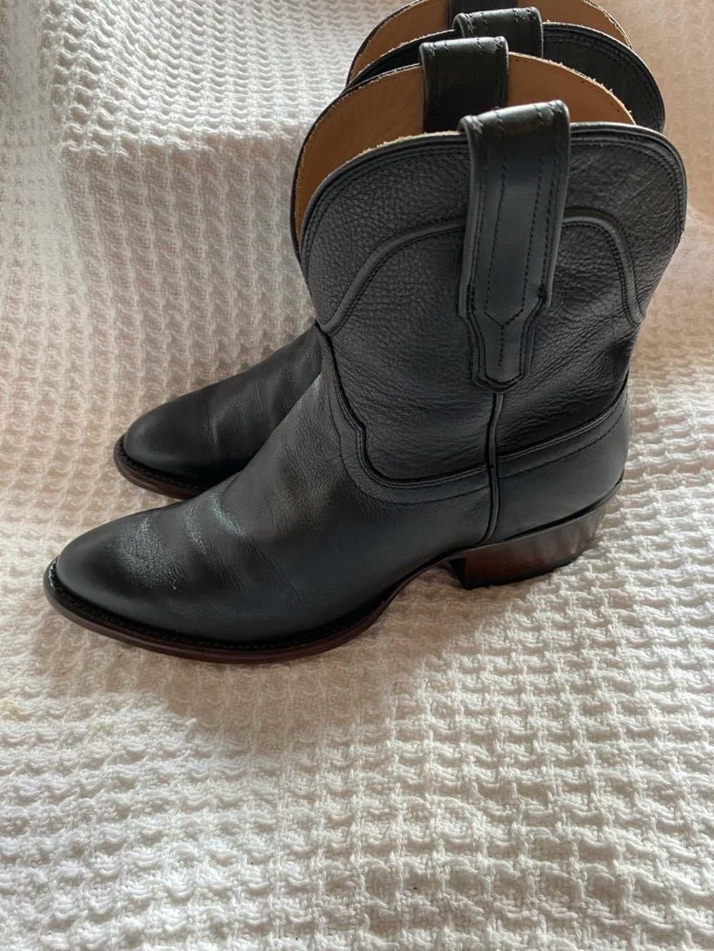 Tecovas Penny Classic Black Leather Western Ankle Boots - Women size 7.5 - Picture 4 of 9